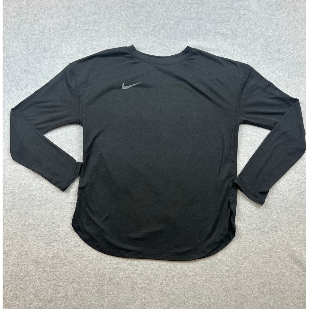Nike Mens Medium Black Long Sleeve Training Top Thumbhole Running Shirt